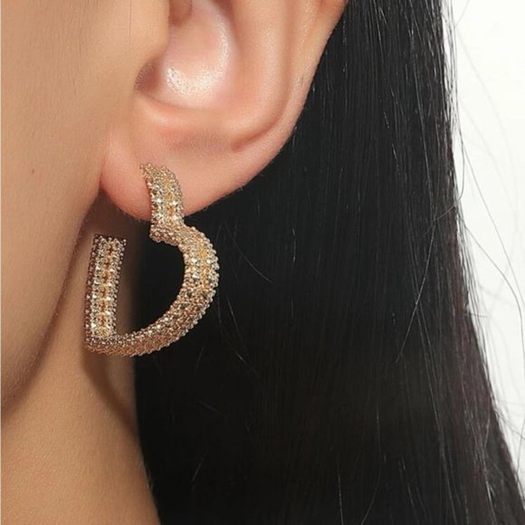 Heart Hoop Earrings - Picture 3 of 8